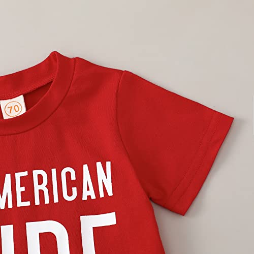 4Th Of July Baby Boy Outfit Usa Letter Print T Shirt Tops Shorts Toddler Fourth Of July Cute Newborn Summer Clothes Set (Red Blue, 12-18 Months) #TOP4
