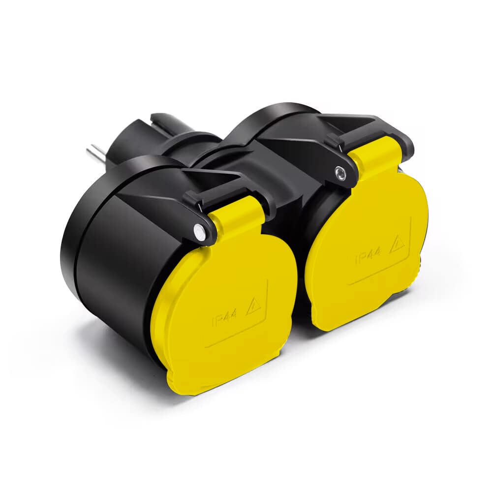 RAVPHICS Doppelstecker für Steckdose Außen, Doppelsteckdose Wasserdicht IP4 Aussensteckdose Mehrfachsteckdose Steckdosenadapter für Außen