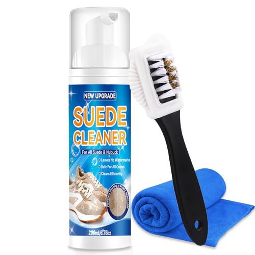 AAROVIBE Suede Shoe Cleaner Kit, No-Rinse Foam Suede & Nubuck Cleaner, Removes Dirt & Stains, Gentle Sneaker Cleaner with Brush & Towel for Suede, Nubuck, Boots, 6.76oz