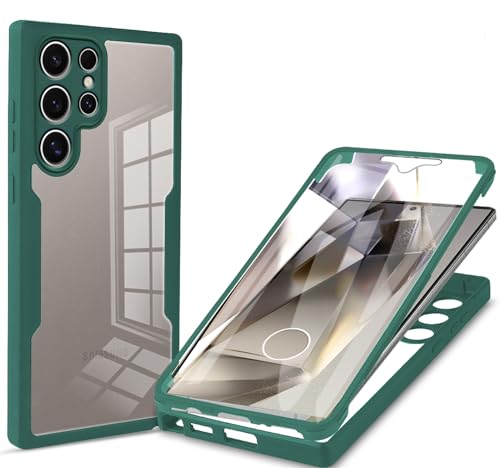 MRRSIWEI for Galaxy S24 Ultra Case with Screen Protector.Full Green