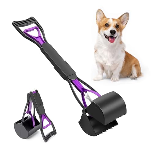 Fahibin Langer Griff Pooper Scooper, 60cm/23.6 Dog Poop Scooper,Livero Hundekotschaufel für Große,Großer Hundekotschaufel