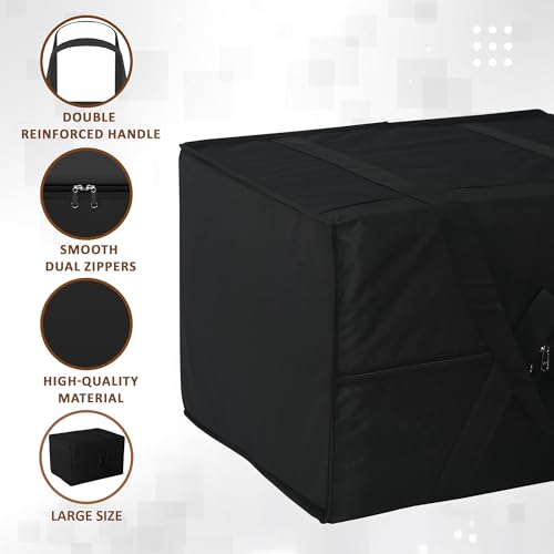 Image of Heart Home Nylon Under Bed Organizer Storage Bag for Clothes, Toys and Stationery | Foldable Garment Organizer for Wardrobe with Zipper & Handles | Closet Storage Bags | Black