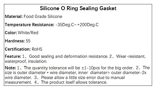 Uszczelka, 50 szt. CS2mm Czerwona silikonowa uszczelka pierścieniowa OD 5~90mm O-ring Gumowa uszczelka do szybkowaru O-ring Uszczelka do żywności w wysokiej temperaturze(OD 48mm ID 44mm)