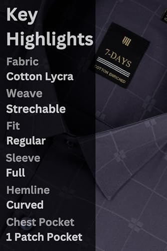 Image of 7-DAYS Premium Men's Formal Shirts - Cotton, Self-Design, Full Sleeve, Regular Fit, with Pocket, Stylish Office Shirts for Men