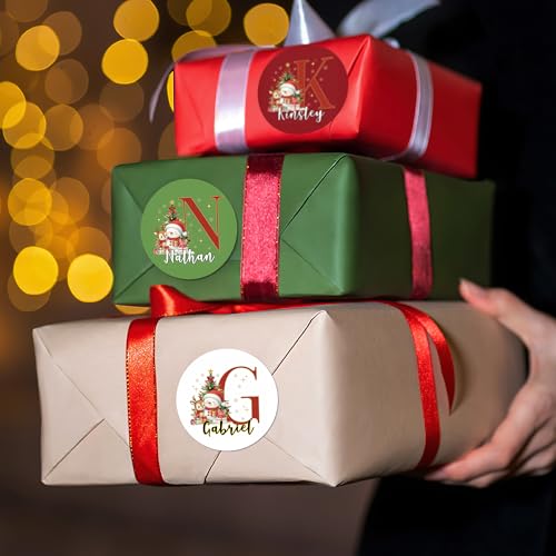 Image of Personalized Christmas Stickers - Custom Name Waterproof Christmas Gift Tags for Gift Box Xmas Holiday Decorations Party Favors - 30 Stickers (Snowman)