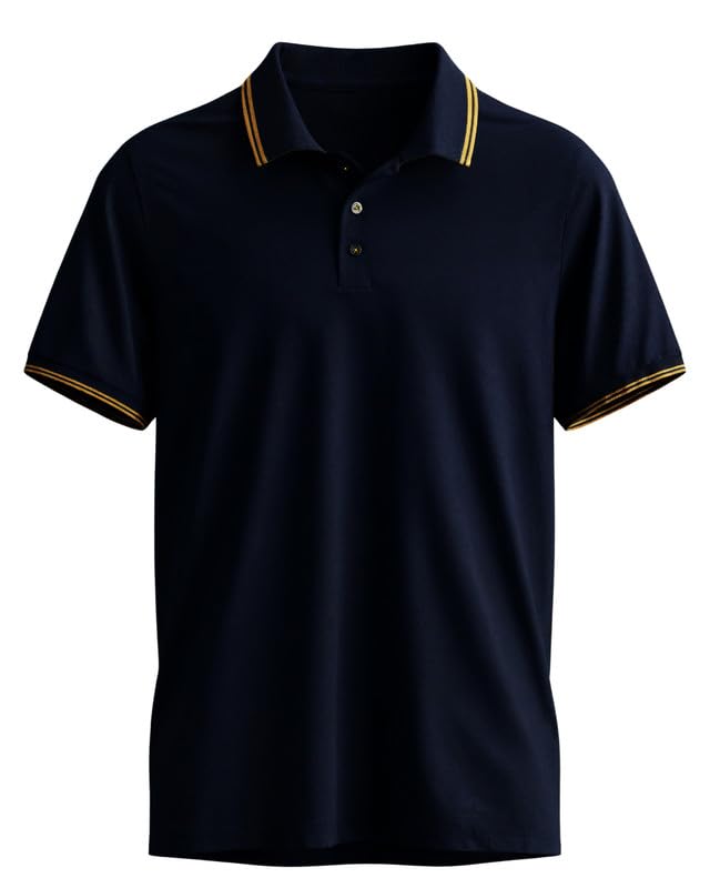 Men's Deep Blue Polo T-Shirt | 100% Cotton | Slim Fit | Lightweight, Breathable-image-46