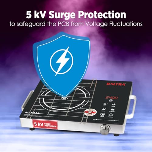 Image of BALTRA 2400 Watt Infrared Induction Cooktop With Digital Display| Maxima BIC164-5KV Surge Protection| Sensor Touch| Steel Food grade grill| 2 Year Door step Warranty