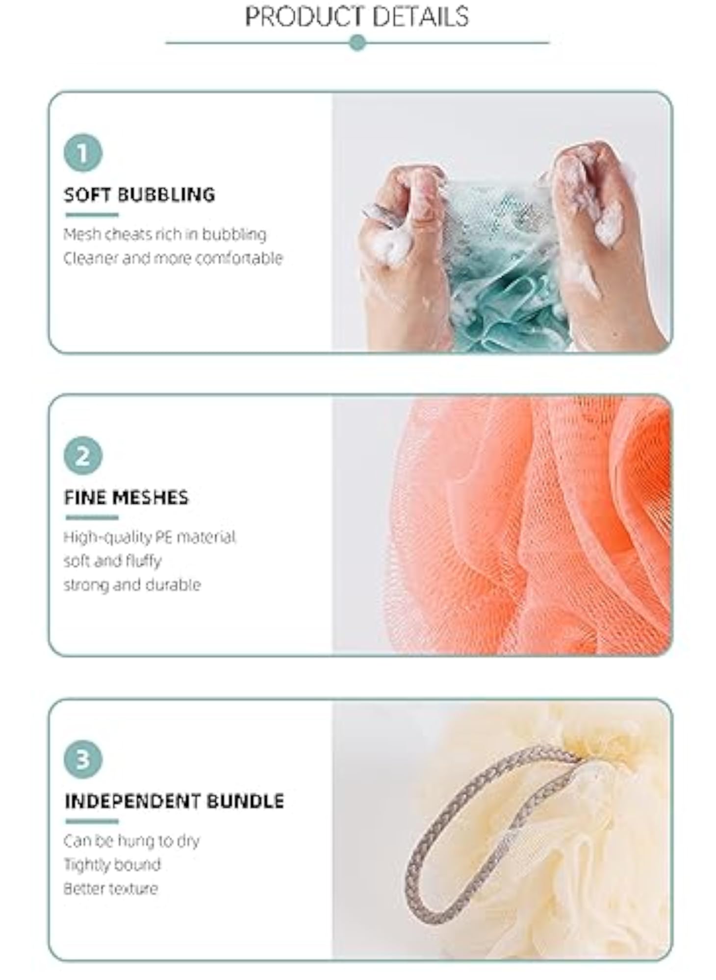 Round Loofah Bath Sponge for High Lather Cleansing, Multicolor