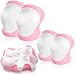 BOSONER Kids/Youth Knee Pad Elbow Pads Guards Protective Gear Set for Rollerblade Roller Skates Cycling BMX Bike Skateboard Inline Skatings Scooter Riding Sports (White/Pink)