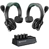 Hollyland Solidcom SE PRO 2-Users ENC Noise Cancellation Wireless Intercom Headset System 1312ft Team Communication with 3.5mm Single Ear Headset for Movie Shoot Live Show 1.9GHz Version