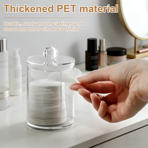kaiyaya 3 Stück Wattepad Organizer Set, transparente Aufbewahrungsboxen mit Deckel für Wattepadspender, Wattestäbchen Behälter, Badezimmer-Organisation