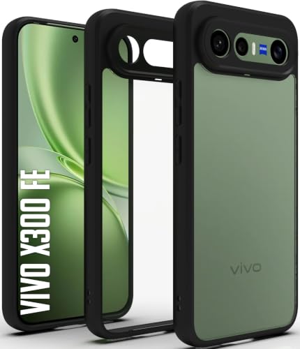 Image of RIGGEAR Shockproof Sleek Hybrid Armor Back Cover Case for Vivo X300 FE 5G (Clear PC + Black TPU Bumper)