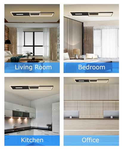 Image of Smartway -65 Watt Tessa Rectangle Modern| Decorative | Office| Home Decorative| Dining | LED Ceiling Light 3 Light Mode (Warm Cold & Natural White) for Office Bedroom Living Room Ceiling Lights
