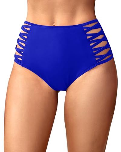 Image of Holipick Women High Waisted Bikini Bottoms Tummy Control Swimsuit Bottoms Strappy Swim Bottom