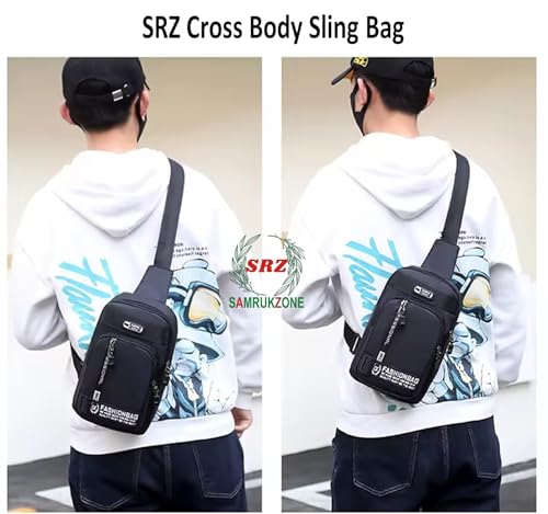 Image of SRZ Crossbody Sling Bag | Water Resistant | Glossy Vibrant Colours | Chest Bag Waist Bag | 4 Pockets | Adjustable Shoulder Strap