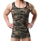 YUFEIDA Men's Camouflage Undershirt Vest Tank Top Gym Sleeveless Shirts Jersey(L)