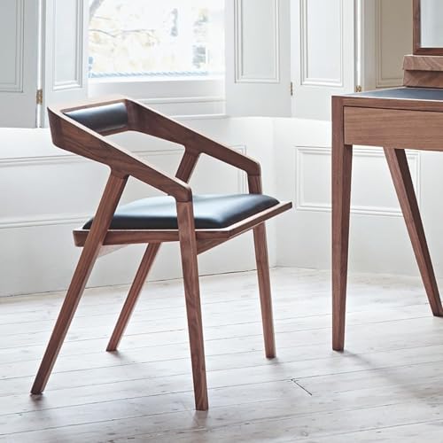 Image of Solid Sheesham Wood Arm Chair With PU Leather Cushion A- Modern Study Chair For Office Room, Dining Room, Living Room, Office, And Cafe, 74 Cm, 54 Cm, Multicolor