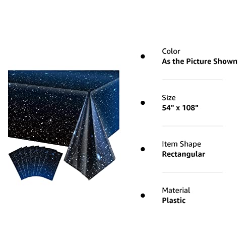 Space Tablecloth Starry Night Tablecloth Decorations Plastic Galaxy Table Cover Space Stars Theme Party Supplies For Birthday Home Decorations, 54 X 108 Inch (8 Pieces) #TOP7