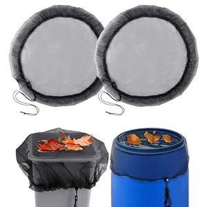 2Pcs Rain Barrel Screen, Rain Butt Cover Set Rain Drum for Garden Rain Water Collection Barrel Rain Catcher Net Mesh Cover for Rain Barrel with Drawstring to Keep Mosquitos Debris Leaves, 31.4in