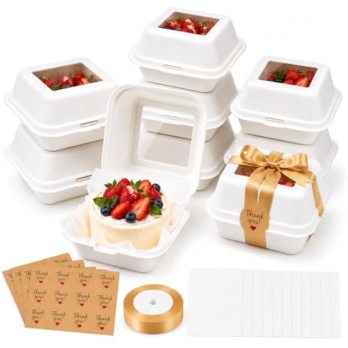 Ferrochef 50 Set 50 Bento Cake Box Clamshell Container Kit, White