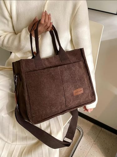Image of Cherry Tote Bag for Women Canvas Patched Purse Cute Shoulder Bag Multi-Pocket Satchel Handbag for work travel