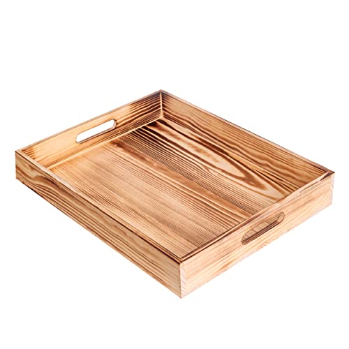Wood Serving Tray With Handles Rectangular Wooden Coffee Table Breakfast Large Tray For Eating, Bedroom, Kitchen, Living Room - 17X13 Inches #TOP11
