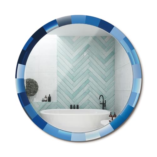 Miroir rond abstrait bleu fi100 pour illuminer le salon moderne - 2