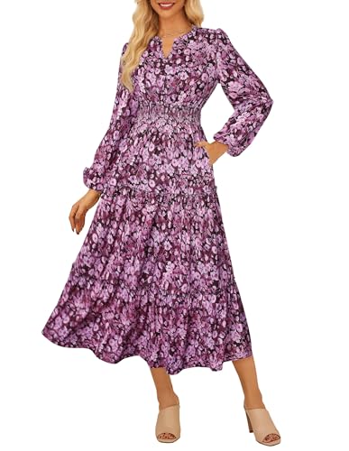 Kleid Damen Langarm Maxikleid Elegant...