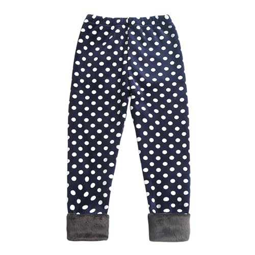 Generisch Legging thermique pour fille, pantalon de base d'hiver avec joli motif léopard en forme de cœur, doublure douce et chaude, pour les activités de plein air par temps froid., Marine, 8-9 ans