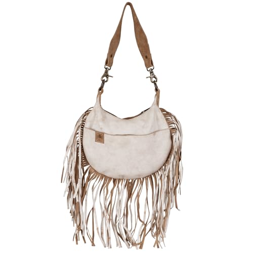 STS Ranchwear Womens Cremello Nellie Fringe White/Tan Leather Handbag Bag3
