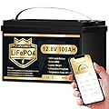 PUPVWMHB 12V 100Ah LiFePO4 Battery BCI Group 31, 12V 100Ah Bluetooth Lithium Battery Built in 100A Smart BMS, 4000+ Cycles Life Low-Temp Protection, Great for RV, Solar System/Off-Grid, Trolling Motor