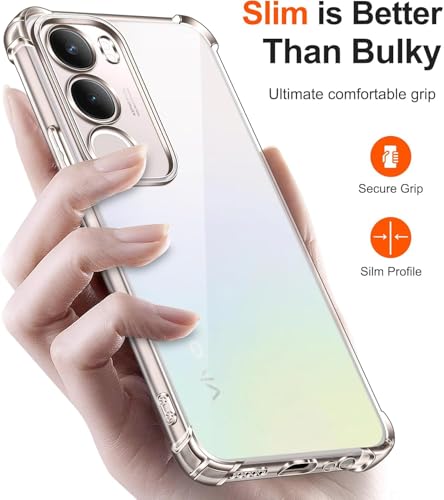 Image of Lustree Compatible with vivo Y300 5G Back Cover| Clear + TPU Case with 4 Corner Air Cushion Protection & Camera Protection | Slim& Stylus Cover for vivo Y300 5G