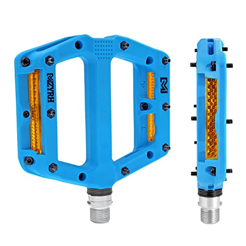 MZYRH Pédales de vélo en nylon - Avec 3 roulements étanches avec réflecteurs - Pédales de vélo antidérapantes - Large plateforme - Pour VTT, BMX, vélo de route - 9/16" (3 roulements) Cover