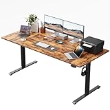 Klicelor Height-Adjustable Electric Desk, 120x80 cm Sit-Stand Office Desk, Computer Desk with Memory Function, Standing Desk, Gaming Desk with Four-Part Tabletop, Brown