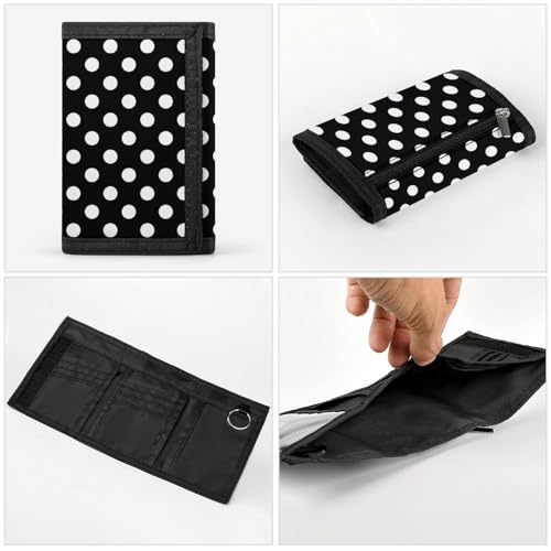 Vintage White Polka Dot Black Print Wallet for Men, Small Men's Bifold Wallet, 8 Credit Card Holder Slim Minimalist Front Pocket4