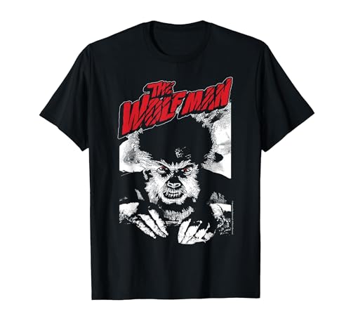 Universal Monsters The Wolfman Title Portrait T-Shirt, Men, Black, X-Large