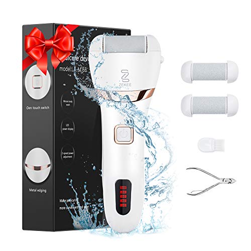 Electric Callus Removers, Rechargeable Foot File Electronic Callus Shaver For Feet Professional Pedicure Kit Waterproof Removal Pedi Tools With 3 Coarse Roller Heads For Hard Cracked Heels & Dead Skin