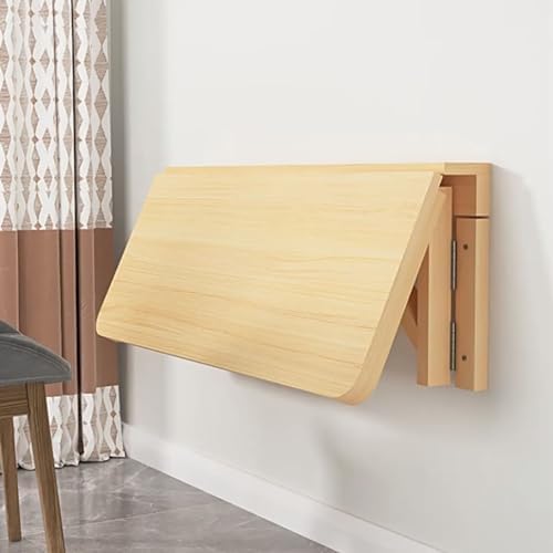Floating Wood Wall Mounted Breakfast Bar Table with Brackets Fold Down Kitchen Dining Table for Laundry Room Space Saving (Size: L50xW40cm/L20xW16in)