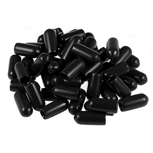 uxcell 50pcs Rubber End Caps 5mm ID Vinyl Round Tube Bolt Cap Cover Screw Thread Protectors Black