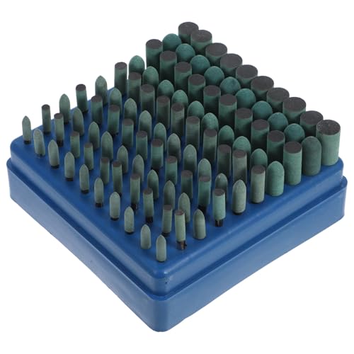 UKCOCO 100pcs Green Rubber Grinding Tips Mounted Abrasive Stone Bits for Drill Metal Grinding and Polishing Tools Rotary Mounted Points Kit for Industrial Use