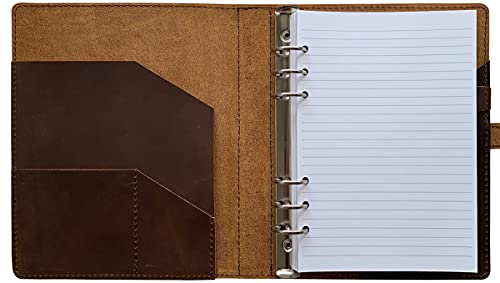 Fan&Ran Refillable Leather Journal Lined Paper, A5 Leather Binder Organizer For Men And Women, 100 Sheets, Brown #TOP2