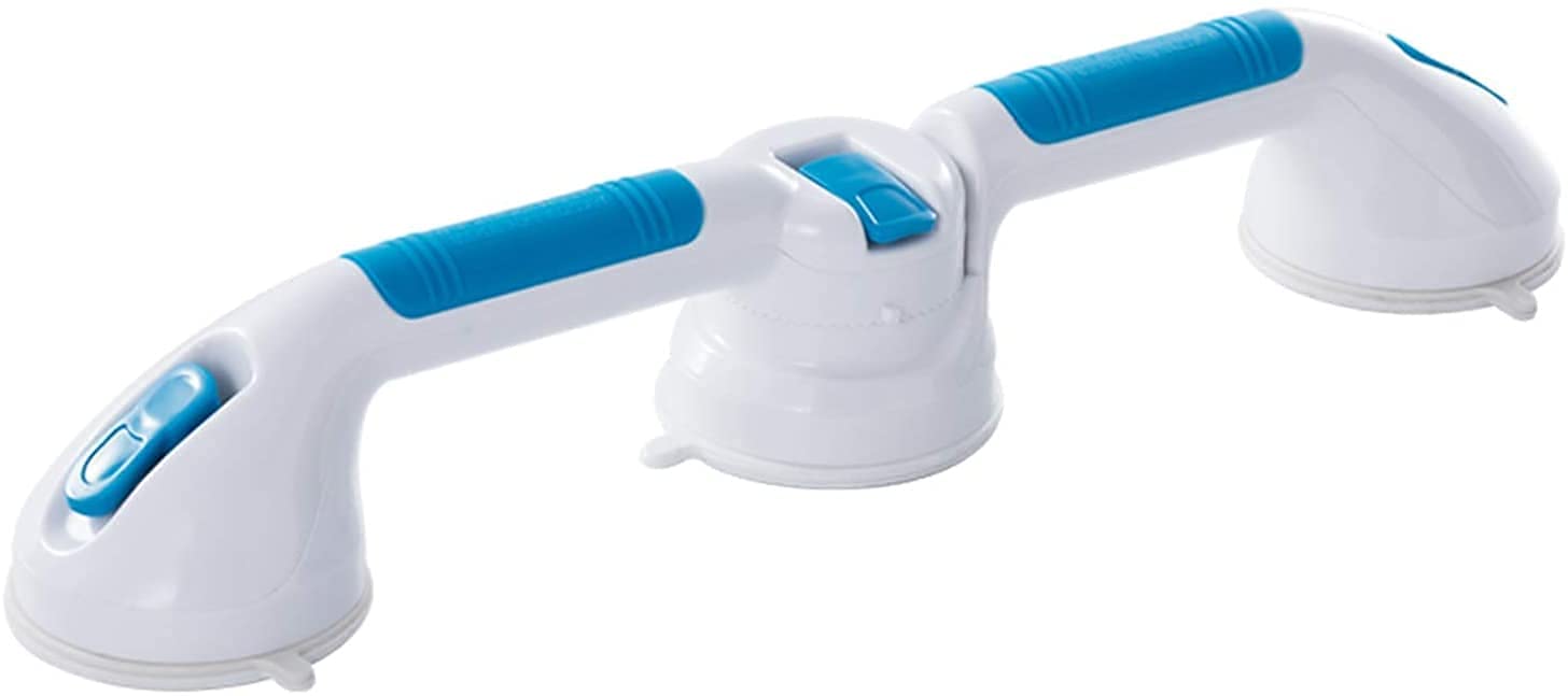 Barra di sicurezza in plastica scanalata per vasca da bagno, con impugnatura antiscivolo, per doccia e vasca da bagno, carico fino a 110 kg, blu, 49 x 12 x 9,5 cm