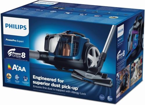 Philips Aspirateur sans Sac Série 7000 - Moteur 900W, Aspiration capturant 99,9% des Particules, Filtration HEPA 13, Brosse Turbo Animaux, PowerCyclone8, Compact, Bleu foncé (FC9745/09)
