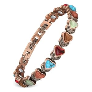Feraco Copper Bracelet for Women-Pure Copper Magnetic Therapy Bracelets-Natural Turquoise Magnetic Bracelets-3500 Gauss Effective Magnet-Bangle Gifts for Women
