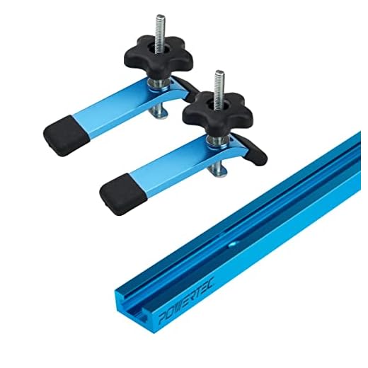 POWERTEC 71169 48-Inch Universal T-Track with 2 Hold-Down Clamps