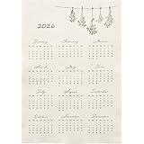 カレンダー 2026年 壁掛け 花 フラワー ドライフラワー インテリア シンプル 布 タペストリー ポスター コットン 布製 ナチュラル リネン インダストリアル 大 A2 新居 R8 令和8 日本製