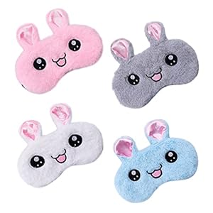 NITAIUN 4 stuks slaapmasker, dierenslap, oogmasker, cartoon, dier, oogklep, pluche, zachte slaapbril, nachtmasker voor kinderen, volwassenen, vrouwen, dames, reizen, slapen (4 stuks schattige dieren)