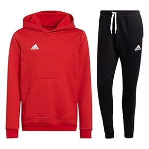 adidas Voetbal Entrada 22 joggingpak hoodie joggingbroek kinderen rood zwart