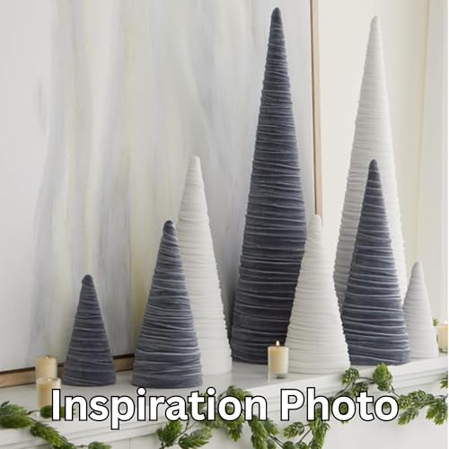 Image of Your Heart's Content Velvet Trees Set of 4 Gray, Winter Wedding Centerpiece, Valentine Tabletop, Neutral Mantle Accent, Artisan Cozy Gift for, Seasonal Entryway, Made in USA (Gray)