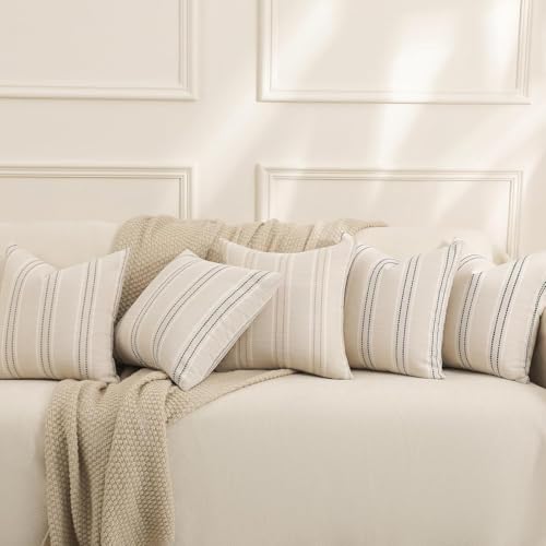 Image of Hckot Stripe Throw Pillow Covers 26x26 Large Square Khaki Pillow Cover